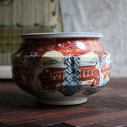 Antique Japanese Satsuma-Style Pot | Hand-Painted Figural Scene | Meiji Revival Era
